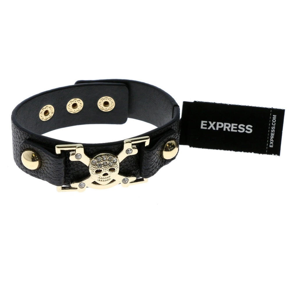 Skull and crossbones Cuff-Bracelet Black/Gold-Tone